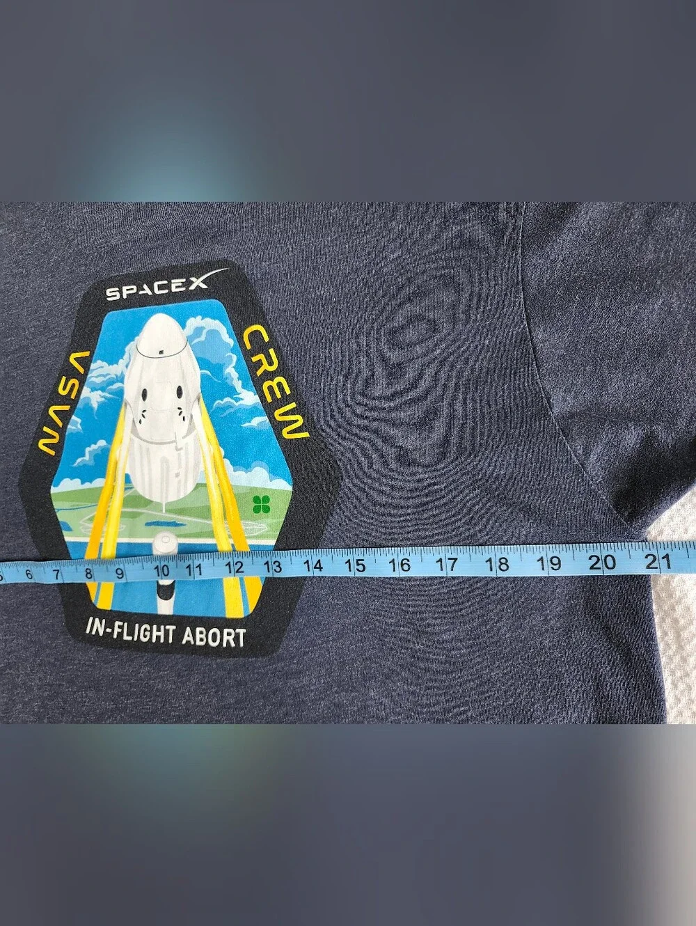 Official SpaceX NASA Crew Dragon In-Flight Abort Tee Large Blue